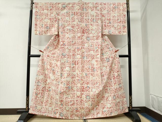 平和屋着物●上質な小紋　紬地　辻が花　正絹　逸品　CABI2804yc