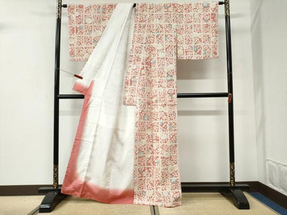 平和屋着物●上質な小紋　紬地　辻が花　正絹　逸品　CABI2804yc