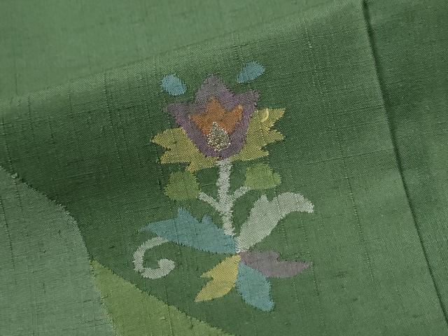 平和屋着物●京の名門　じゅらく謹製　色留訪問着　紬地　更紗花唐草文　上代75万　正絹　逸品　CABI2807yc