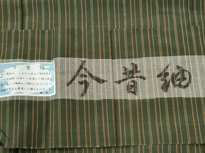平和屋着物●今昔紬　縞　反端付き　正絹　逸品　CABI2809yc