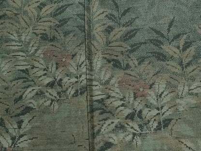 平和屋着物●訪問着　紬地　草花文　正絹　逸品　CABI2815yc