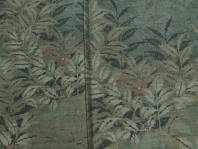平和屋着物●訪問着　紬地　草花文　正絹　逸品　CABI2815yc