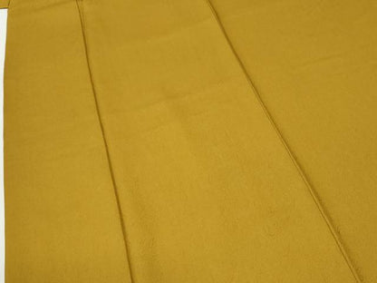 平和屋着物●上質な色無地　吉祥地紋　山吹茶色　正絹　逸品　CABI2817yc