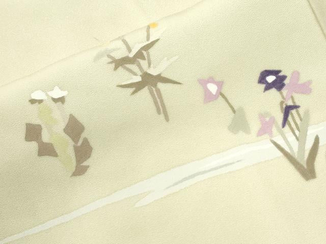 平和屋着物●訪問着　刺繍　人物流水草花文　正絹　逸品　CABI2823yc
