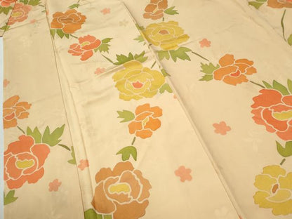平和屋着物●上質な小紋　地紋起こし　牡丹花文　正絹　逸品　CABI2825yc