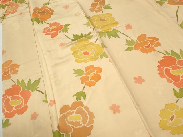 平和屋着物●上質な小紋　地紋起こし　牡丹花文　正絹　逸品　CABI2825yc