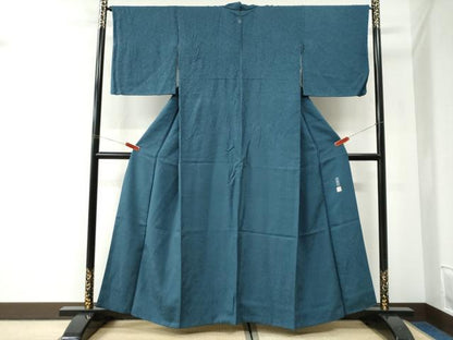 平和屋着物●上質な色無地　作家物　本草染　吉祥地紋　藍色　やまと誂製　正絹　逸品　CABI2826yc