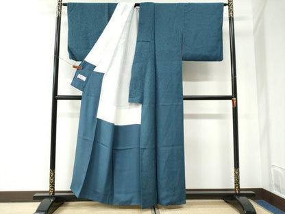 平和屋着物●上質な色無地　作家物　本草染　吉祥地紋　藍色　やまと誂製　正絹　逸品　CABI2826yc