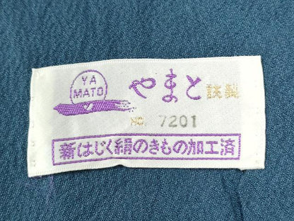 平和屋着物●上質な色無地　作家物　本草染　吉祥地紋　藍色　やまと誂製　正絹　逸品　CABI2826yc
