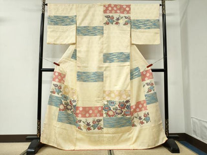 平和屋着物●訪問着　横段牡丹花文　金彩　正絹　逸品　CABI2828yc