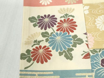 平和屋着物●訪問着　横段牡丹花文　金彩　正絹　逸品　CABI2828yc