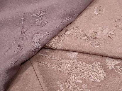 平和屋着物●訪問着　総刺繍　吹き寄せ鼓楽器草花文　暈し染め　正絹　逸品　CABI2830yc