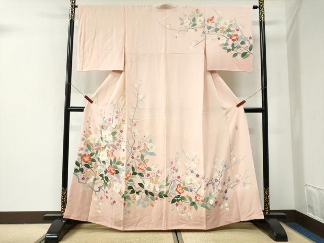 平和屋着物●本加賀友禅作家　成竹登茂男　訪問着　枝花文　暈し染め　正絹　逸品　CABI2831yc