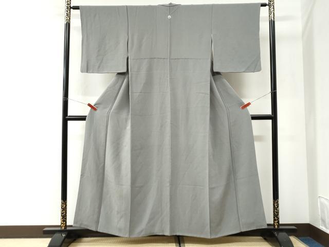 平和屋着物●上質な色無地　鼠色　鬼しぼ縮緬　正絹　逸品　CABI2832yc