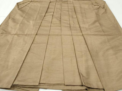 平和屋着物●男性　馬乗り袴　紬地　色無地　芝翫茶色　正絹　逸品　CABI2838yc