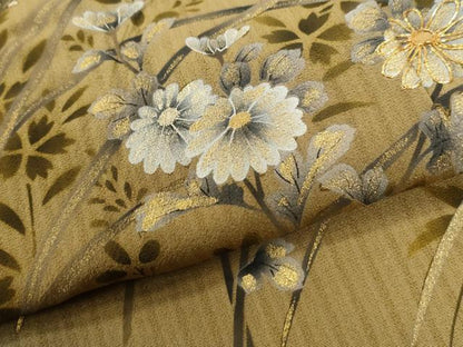 平和屋着物●訪問着　駒刺繍　菊花文　暈し染め　黒地　金彩　正絹　逸品　CABI2840yc