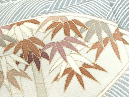 平和屋着物●訪問着　刺繍　立波地紙笹竹草花文　暈し染め　金彩　ますいわ屋扱い　正絹　逸品　CABI2841yc