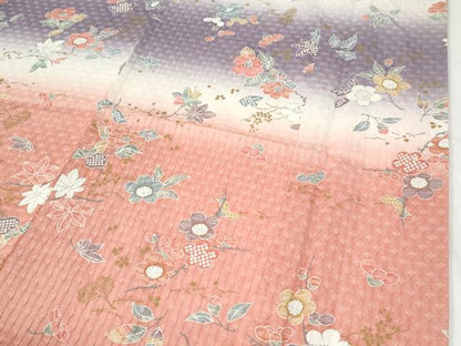 平和屋着物●訪問着　絞り　草花文　金彩　正絹　逸品　CABI2843yc