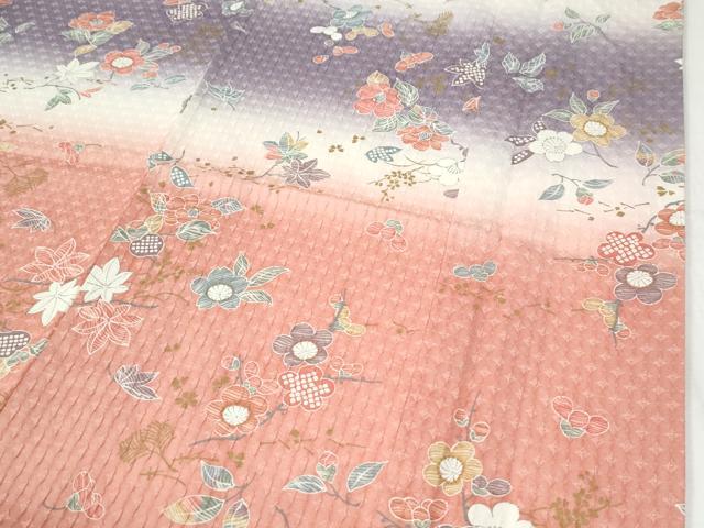 平和屋着物●訪問着　絞り　草花文　金彩　正絹　逸品　CABI2843yc