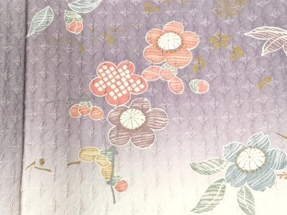 平和屋着物●訪問着　絞り　草花文　金彩　正絹　逸品　CABI2843yc