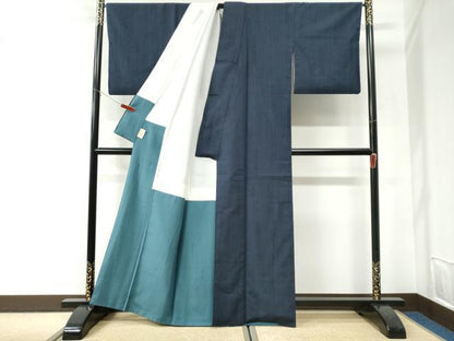 平和屋着物●本塩沢　110亀甲　エ霞吉祥文　正絹　逸品　CABI2845yc