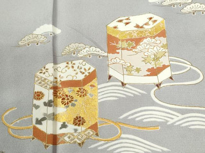 平和屋着物●銀座きしや　訪問着　浜松貝桶草花文　金彩　正絹　逸品　CABI2846yc