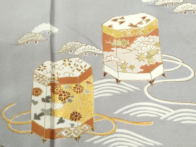 平和屋着物●銀座きしや　訪問着　浜松貝桶草花文　金彩　正絹　逸品　CABI2846yc