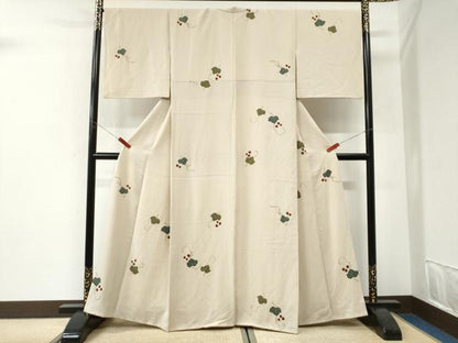 平和屋着物●上質な小紋　絞り　葡萄蔦の葉文　金彩　正絹　逸品　CABI2851yc