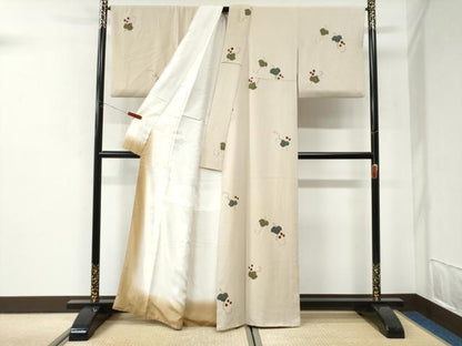 平和屋着物●上質な小紋　絞り　葡萄蔦の葉文　金彩　正絹　逸品　CABI2851yc