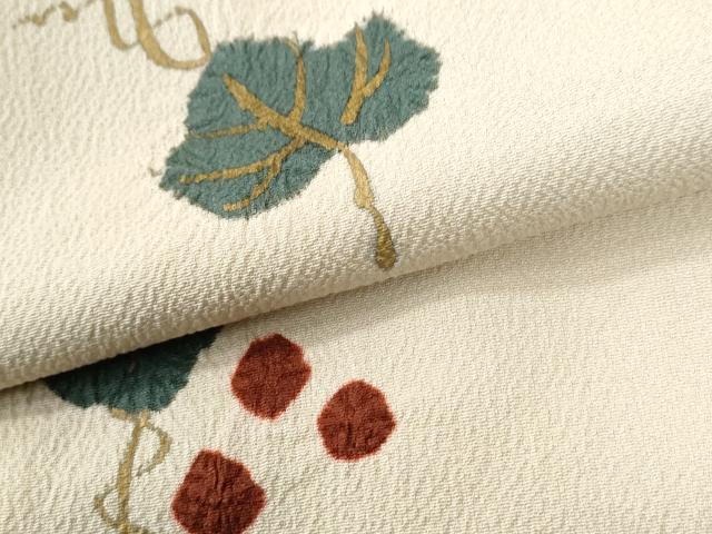 平和屋着物●上質な小紋　絞り　葡萄蔦の葉文　金彩　正絹　逸品　CABI2851yc