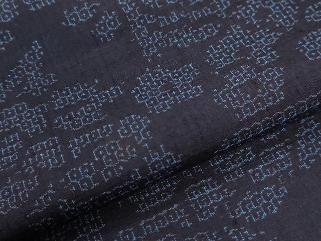 平和屋着物●結城紬　80亀甲　エ霞草花文　正絹　逸品　CABI2853yc