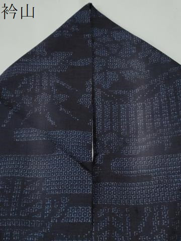 平和屋着物●結城紬　80亀甲　エ霞草花文　正絹　逸品　CABI2853yc