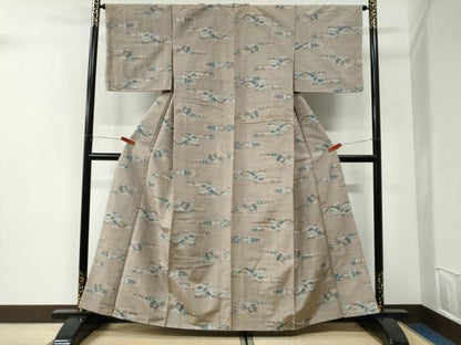 平和屋着物●上質な紬　短冊草花文　正絹　逸品　CABI2855yc