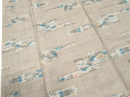 平和屋着物●上質な紬　短冊草花文　正絹　逸品　CABI2855yc