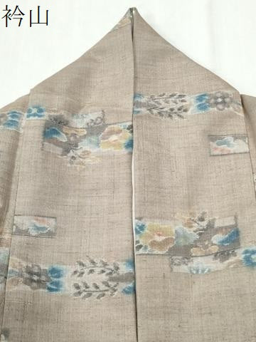 平和屋着物●上質な紬　短冊草花文　正絹　逸品　CABI2855yc