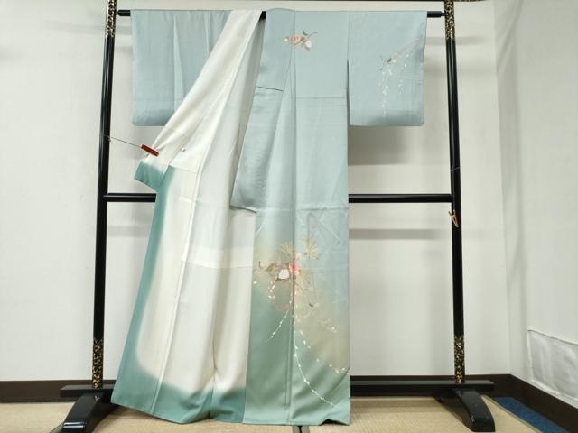 平和屋着物●訪問着　枝花文　暈し染め　金彩　正絹　逸品　CABI2856yc