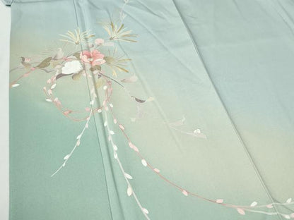平和屋着物●訪問着　枝花文　暈し染め　金彩　正絹　逸品　CABI2856yc