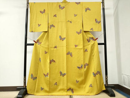 平和屋着物●上質な小紋　舞蝶文　ロング丈　正絹　逸品　CABI2858yc