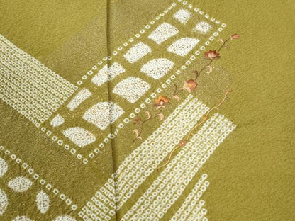 平和屋着物●訪問着　絞り　刺繍　更紗枝花文　正絹　逸品　CABI2860yc