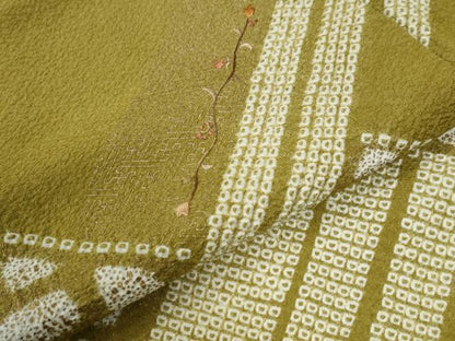 平和屋着物●訪問着　絞り　刺繍　更紗枝花文　正絹　逸品　CABI2860yc