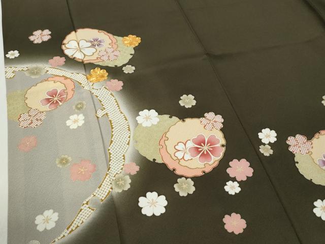 平和屋着物●豪華振袖・長襦袢セット　駒刺繍　雪輪舞葉文　暈し染め　金彩　正絹　逸品　未使用　CABI2861yc