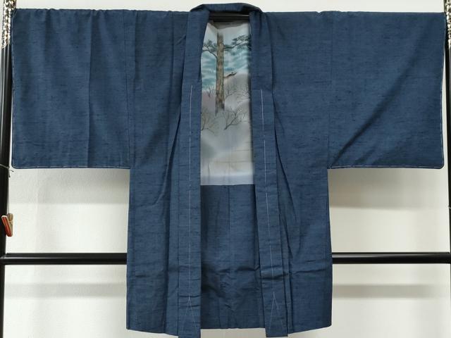 平和屋着物●男性　紬　アンサンブル　霞文　キングサイズ　正絹　逸品　CABI2864yc