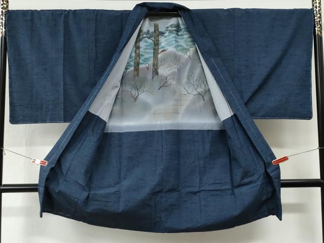 平和屋着物●男性　紬　アンサンブル　霞文　キングサイズ　正絹　逸品　CABI2864yc