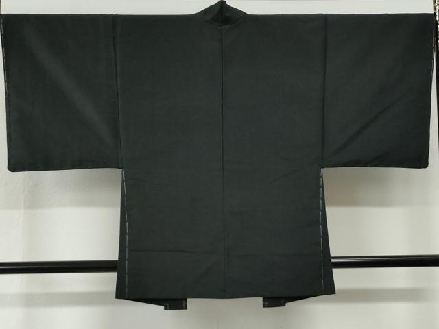 平和屋着物●男性　紬　アンサンブル　色無地　黒地　正絹　逸品　未使用　CABI2865yc
