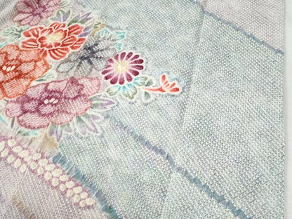 平和屋着物●名門　藤娘きぬたや・総絞り　振袖　牡丹花文　正絹　逸品　CABI2867yc