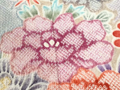 平和屋着物●名門　藤娘きぬたや・総絞り　振袖　牡丹花文　正絹　逸品　CABI2867yc