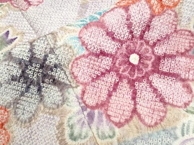 平和屋着物●名門　藤娘きぬたや・総絞り　振袖　牡丹花文　正絹　逸品　CABI2867yc