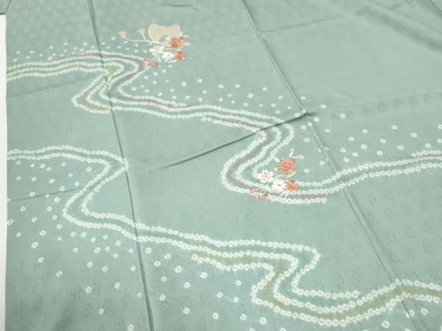 平和屋着物●中国三大刺繍　スワトウ刺繍　訪問着　絞り　道長花蝶文　金糸　正絹　逸品　CABI2868yc