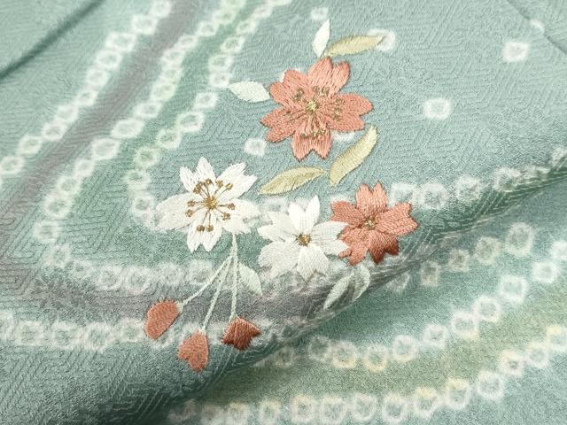 平和屋着物●中国三大刺繍　スワトウ刺繍　訪問着　絞り　道長花蝶文　金糸　正絹　逸品　CABI2868yc