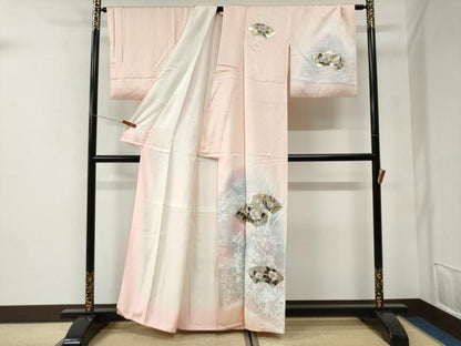 平和屋着物●訪問着　地紙草花文　暈し染め　金彩　正絹　逸品　CABI2869yc